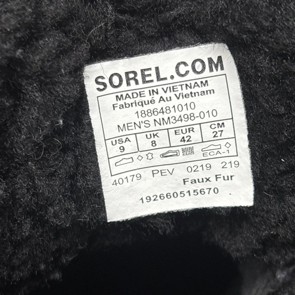 Sorel Cheyanne II Duck Boots Mens 9 Black Leather Waterproof Winter NM3498-010